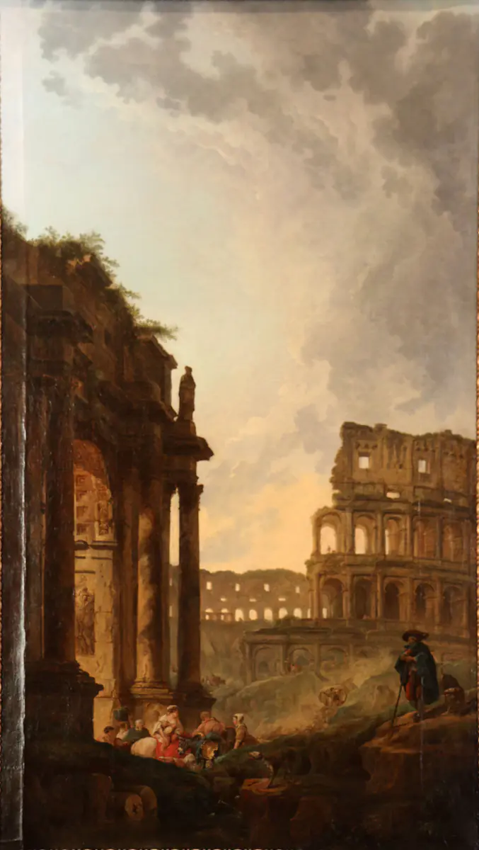 Passage d’un troupeau devant le Colisée et l’arc de Constantin - Hubert Robert
