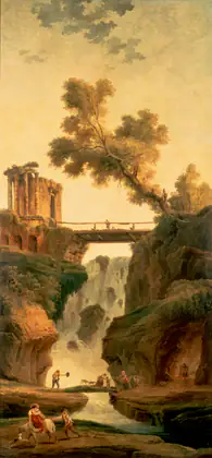 Paysage avec une cascade - Hubert Robert