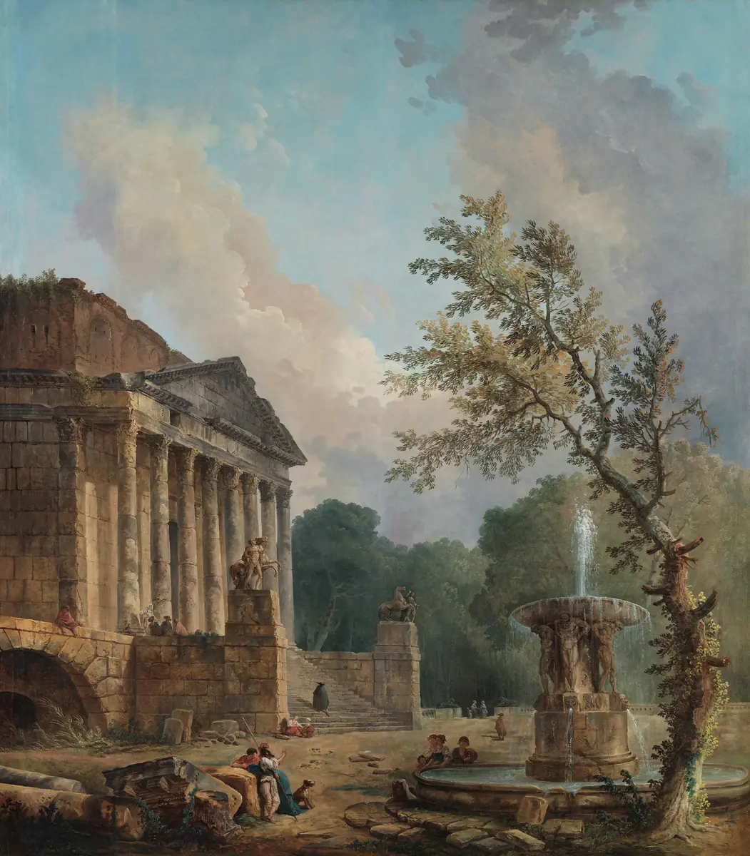 Paysage avec ruines d'un temple romain - Hubert Robert