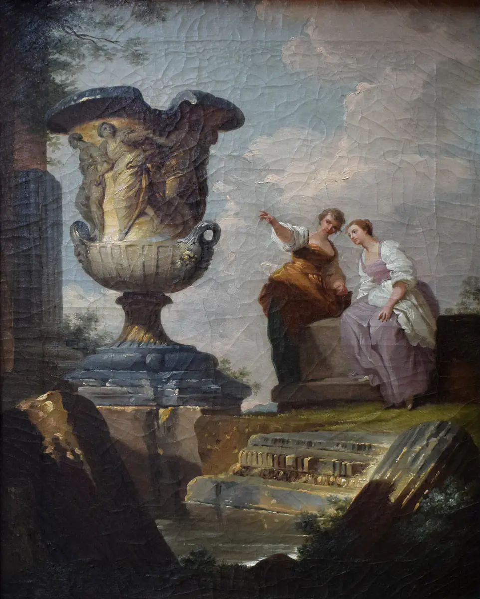 Ruines antiques avec un vase - Hubert Robert