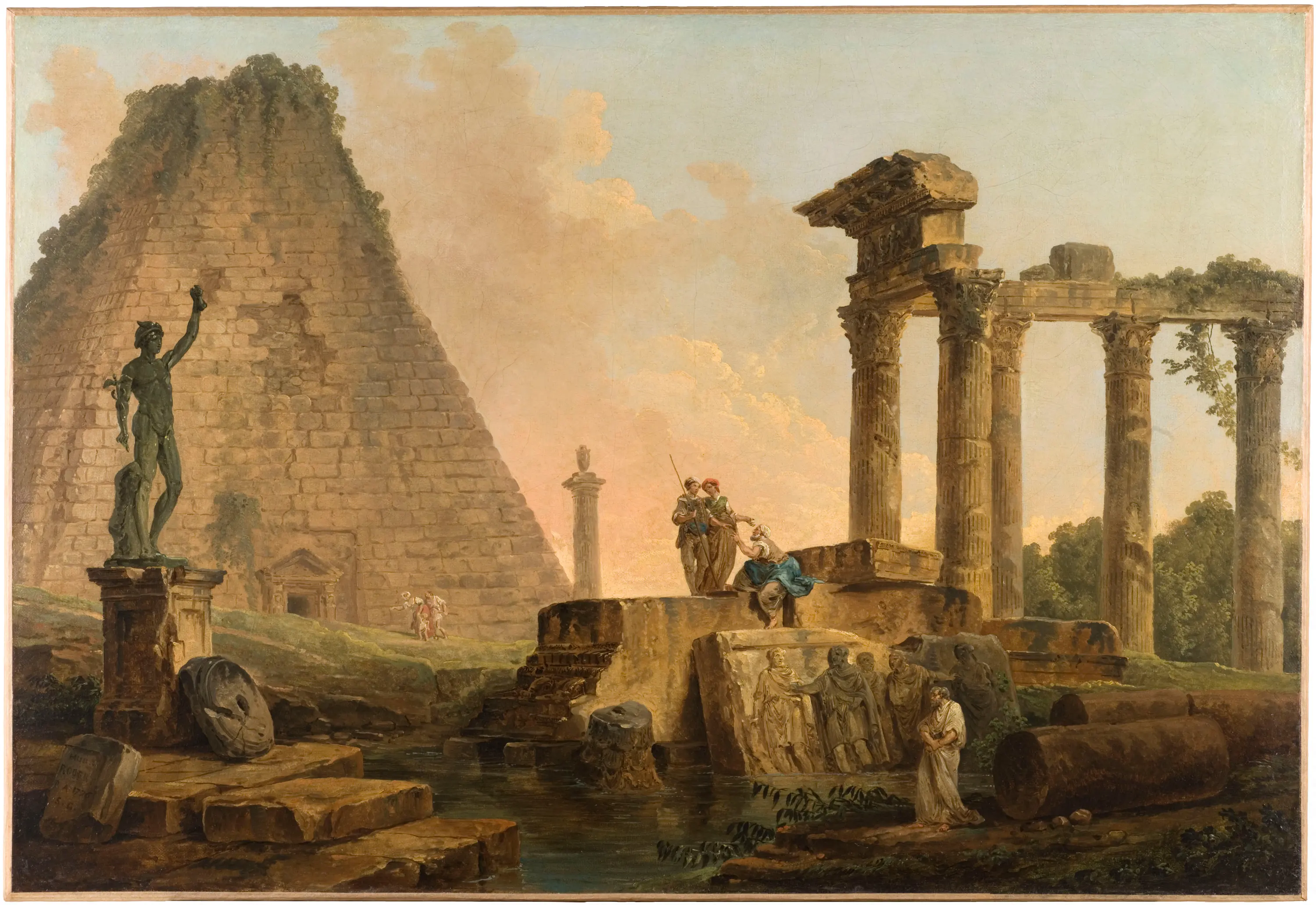 Ruines romaines avec une pyramide - Hubert Robert