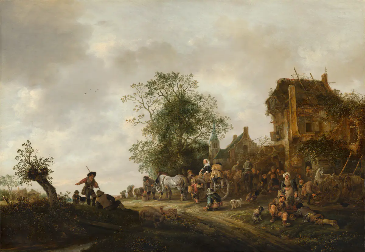 Voyageurs devant une auberge - Isaac van Ostade