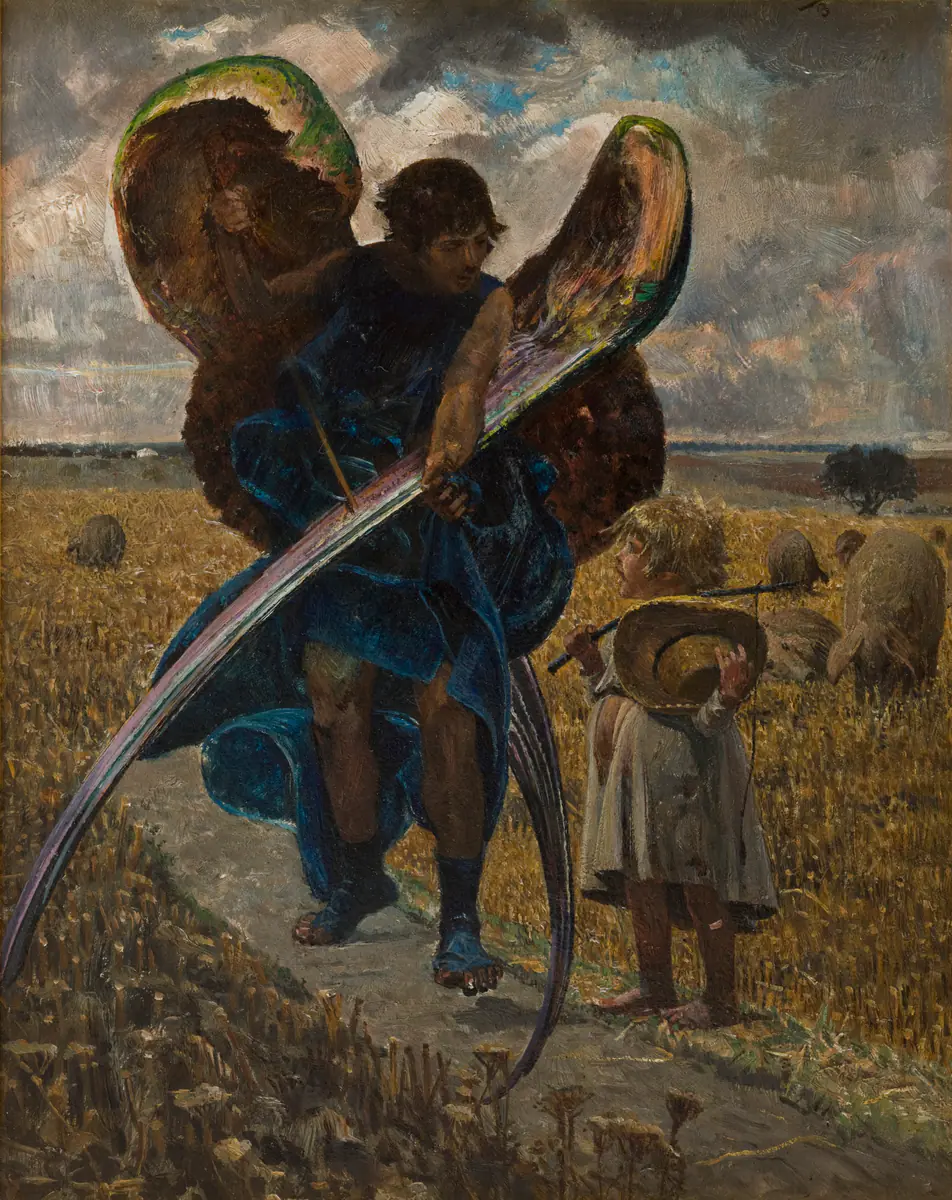 À la suite de l'ange, partie centrale du triptyque - Jacek Malczewski