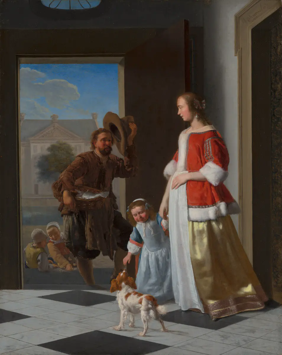 Un poissonnier à la porte - Jacob Ochtervelt