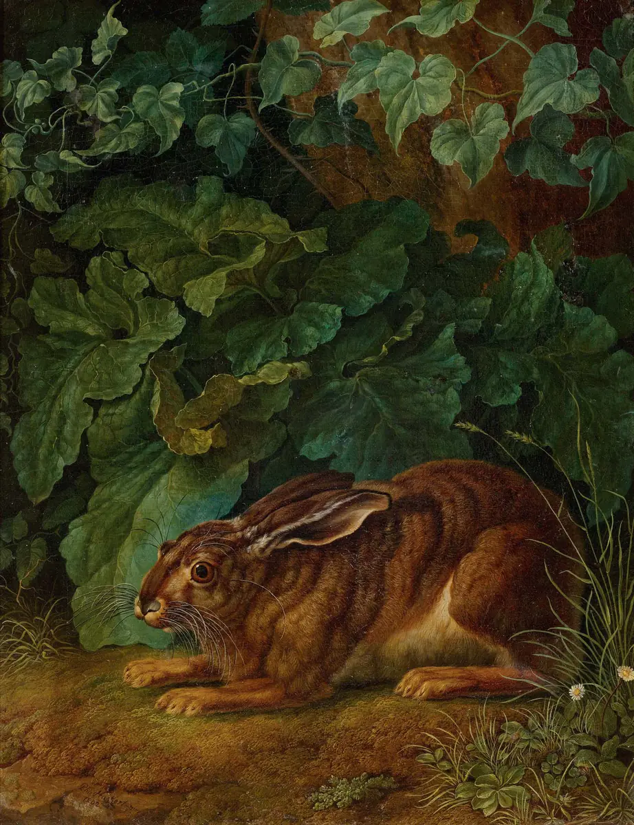 Lapin dans les buissons - Jacob Philipp Hackert