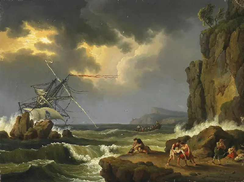 Paysage côtier avec tempête de mer - Jacob Philipp Hackert
