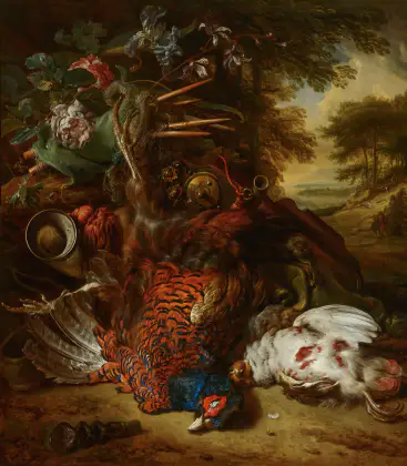 Jachtstilleven met dode vogels - Jan Weenix