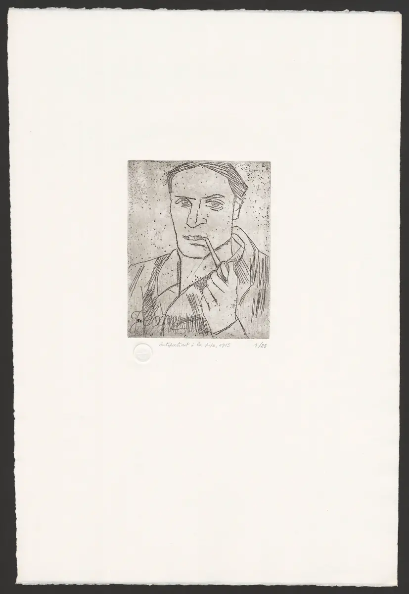 Autoportrait à la pipe - Jean Brusselmans