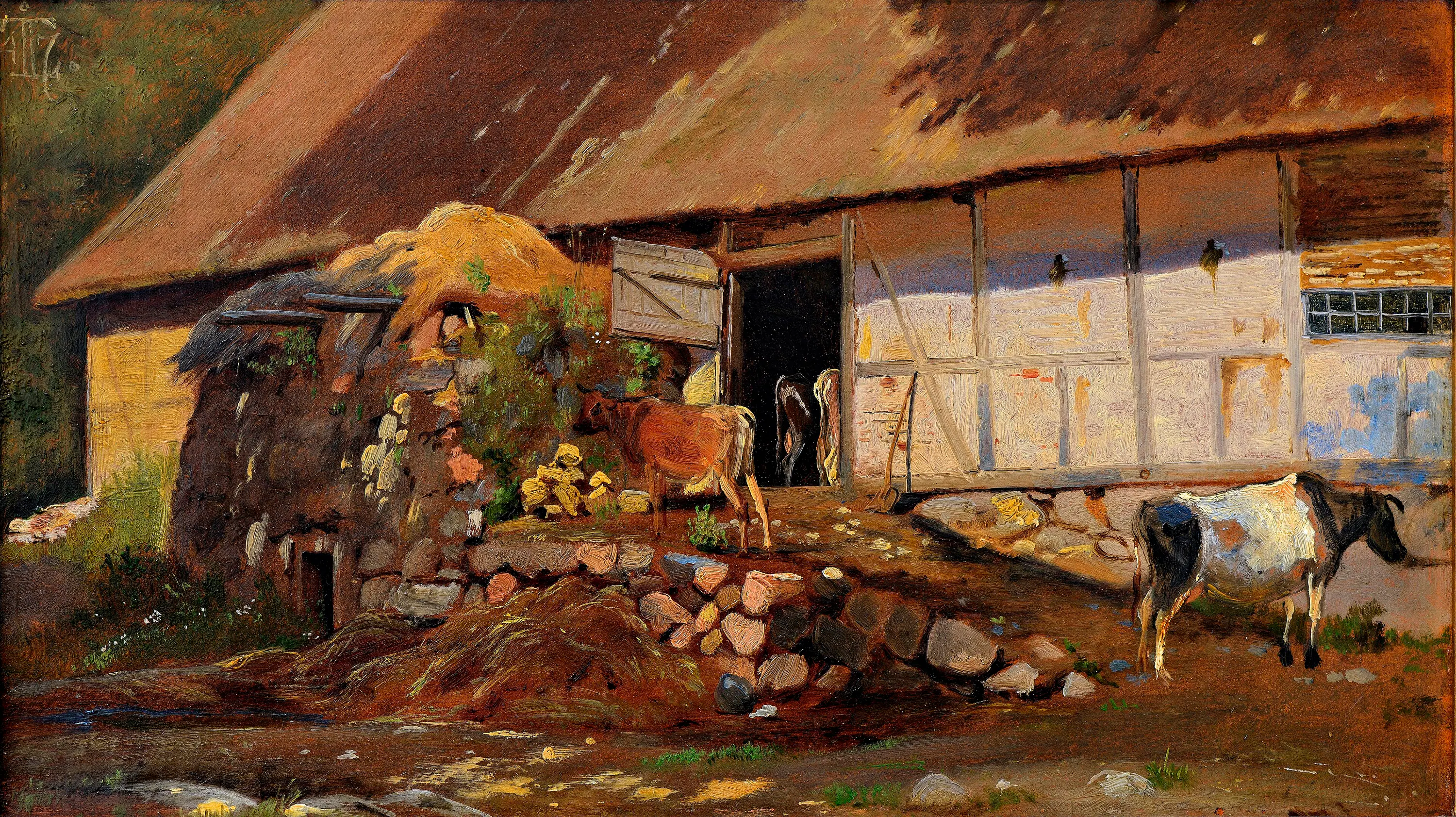 À l'extérieur de l'étable - Johan Thomas Lundbye