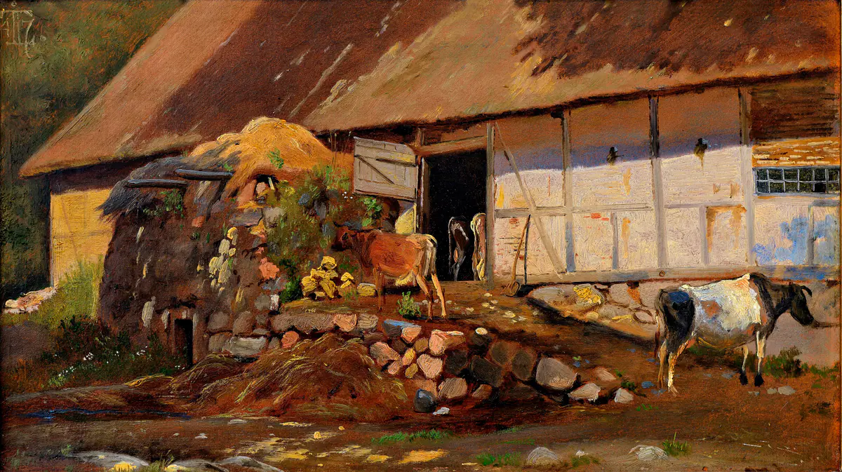À l'extérieur de l'étable - Johan Thomas Lundbye