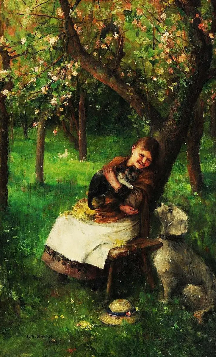 Un chat confortable - John Macallan Swan