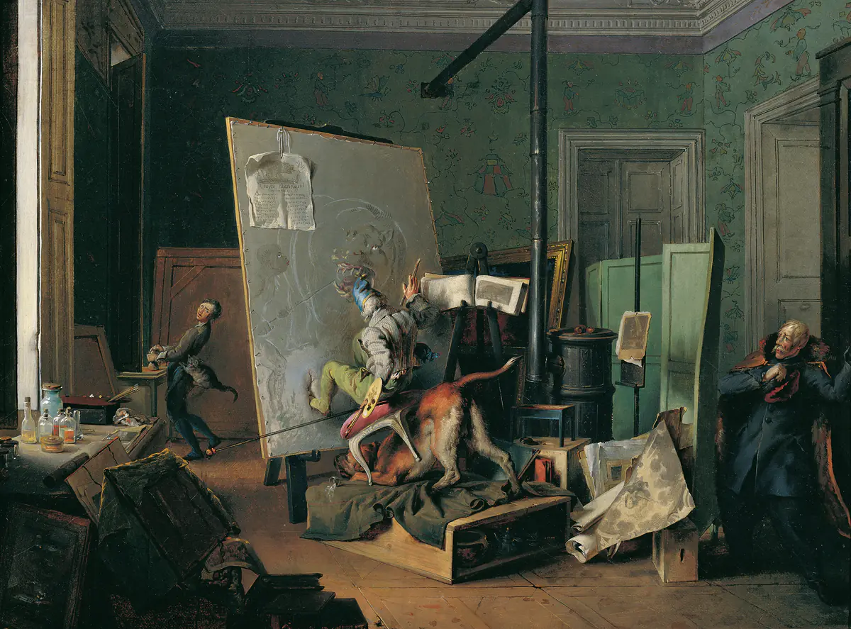 Scène amusante en studio - Josef Danhauser