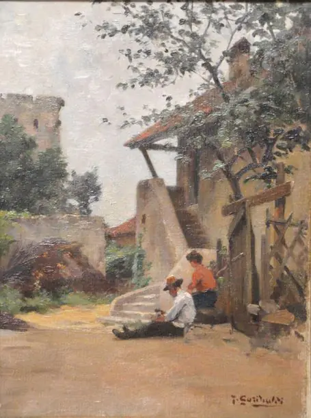 Personnages devant le mas - Joseph Garibaldi
