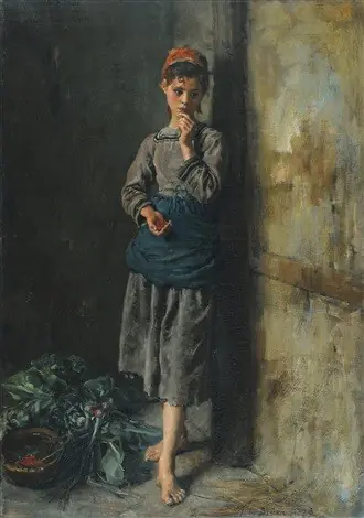 Fillette mangeant des cerises - Jules Breton