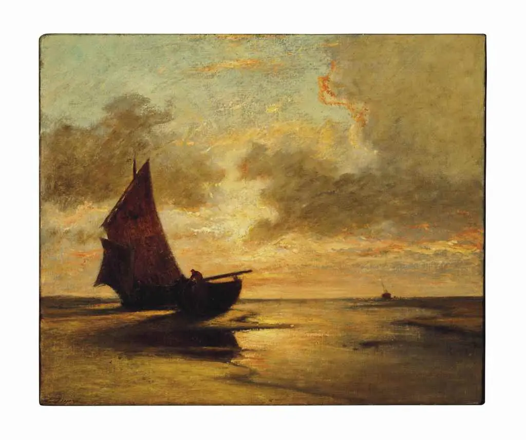 Voiliers à marée basse - Jules Dupré