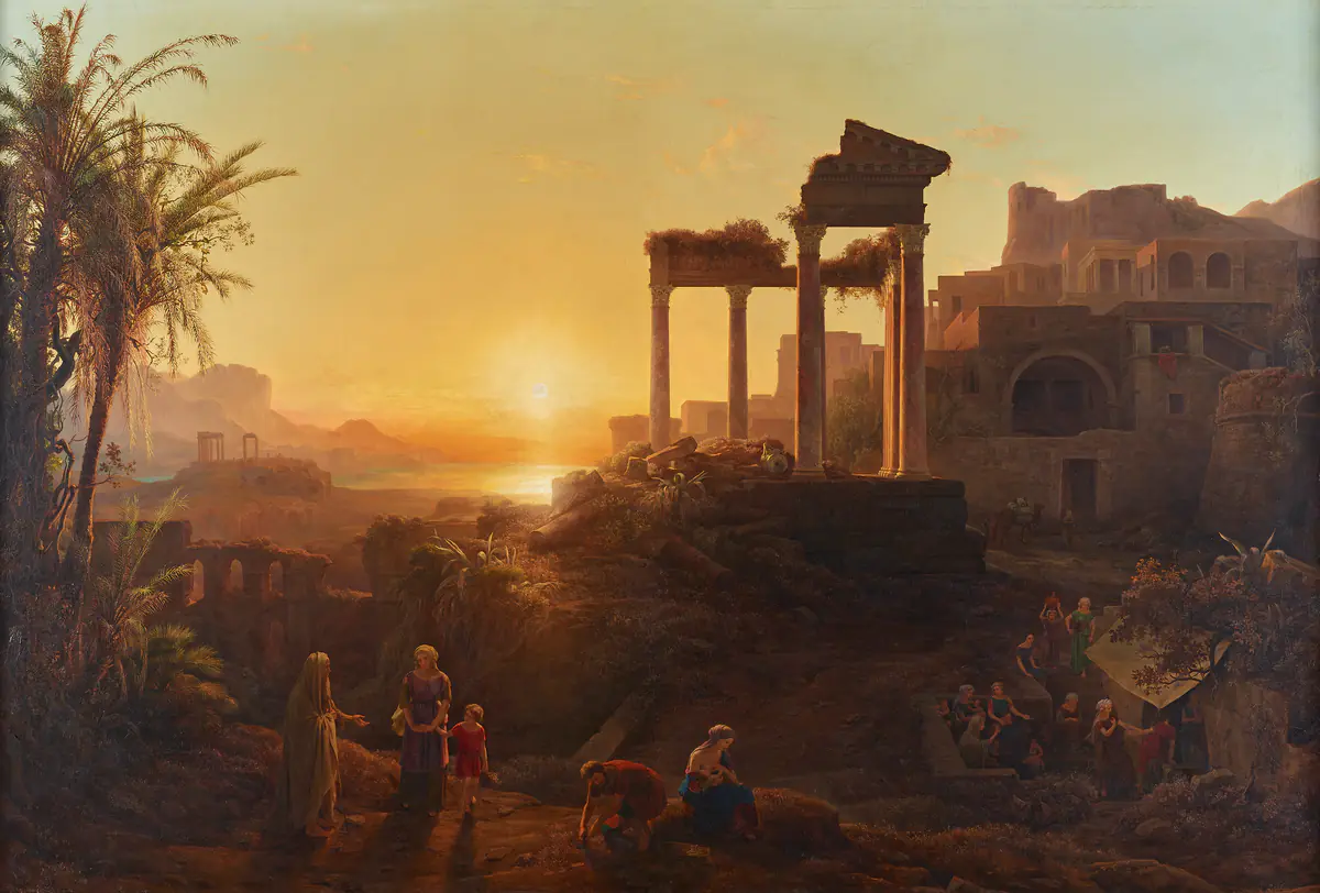 Paysage avec coucher de soleil - Károly Markó