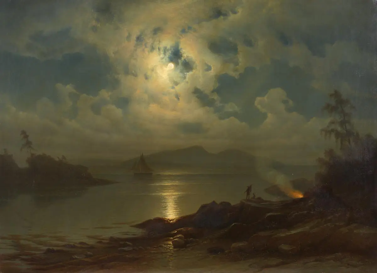 Côte de l'île de Storö au clair de lune - Knut Baade