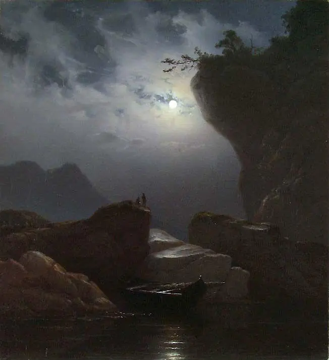 Paysage côtier au clair de lune - Knut Baade