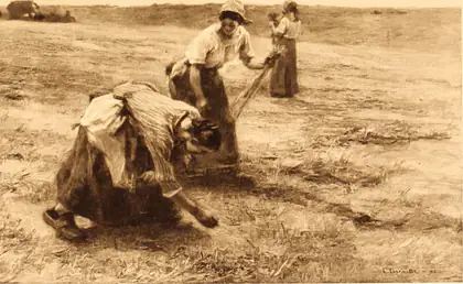 Glaneuses dans un champ découvert - Léon Lhermitte