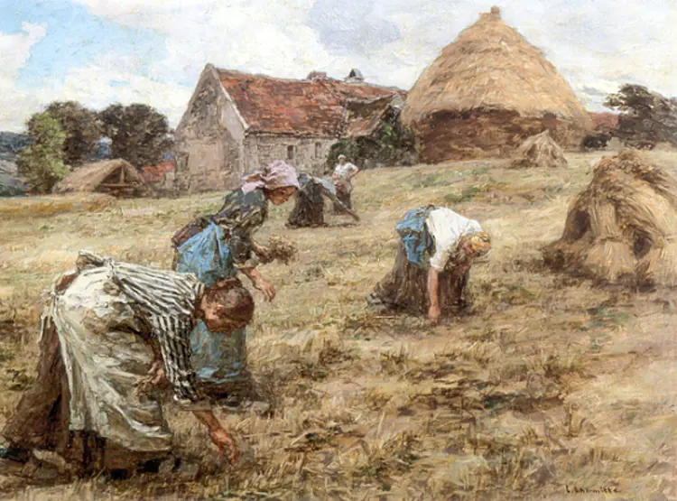 Les Glaneuses devant les maisons - Léon Lhermitte