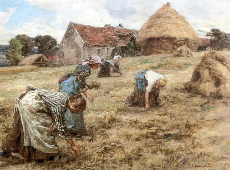 Les Glaneuses devant les maisons - Léon Lhermitte