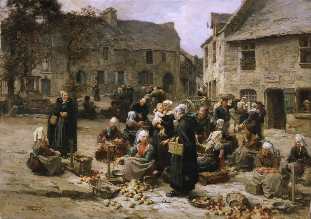 Le Marché aux pommes de Landerneau - Léon Lhermitte