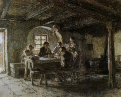 Le Repas sous les poutres - Léon Lhermitte