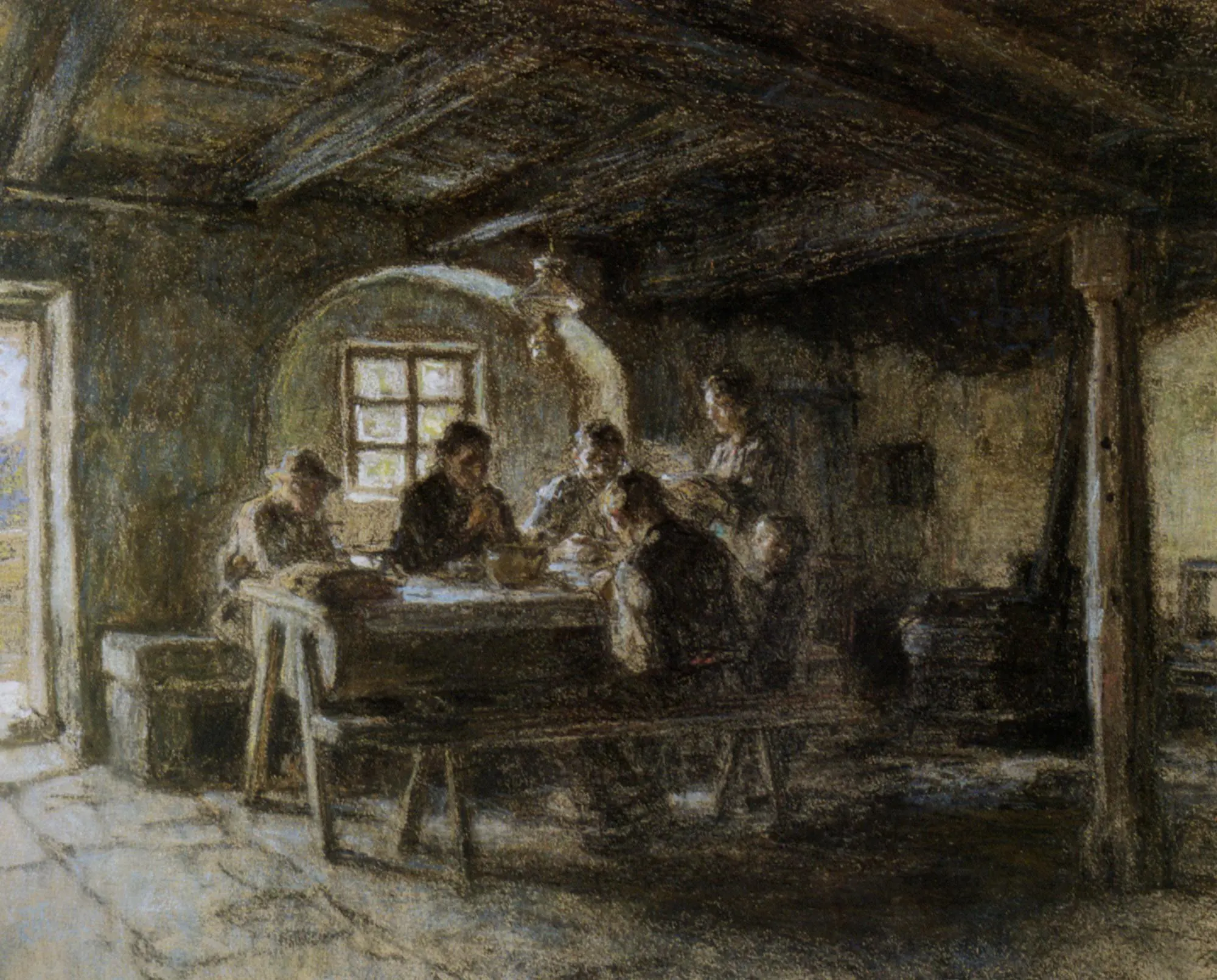 Le Repas sous les poutres - Léon Lhermitte