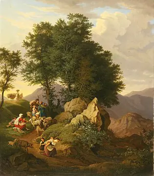 Bergers devant la sainte image - Ludwig Richter