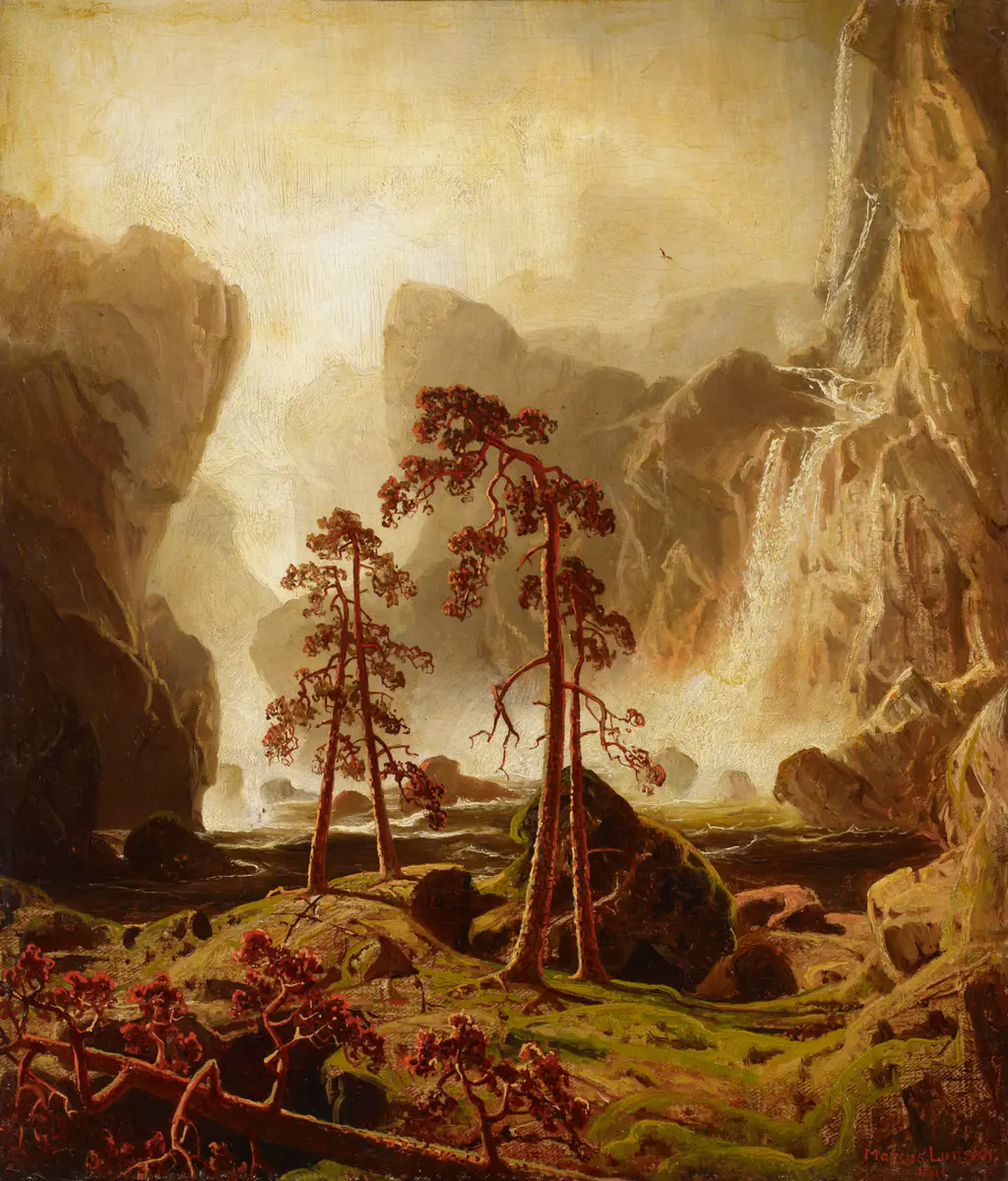 Montagnes et cascade - Marcus Larson