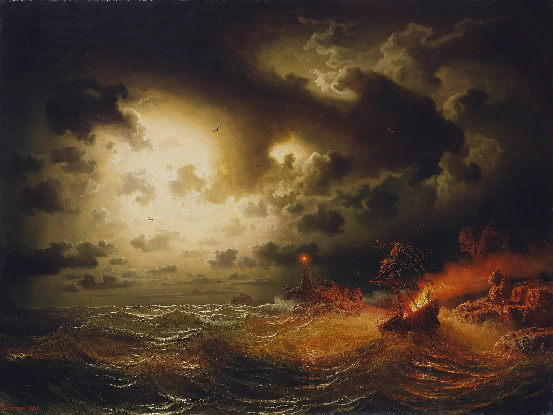 Bateau à vapeur en flammes - Marcus Larson