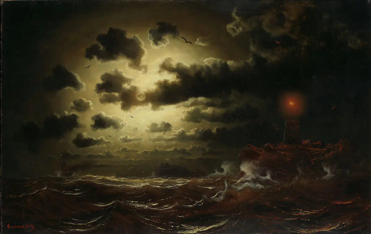 Mer agitée au phare - Marcus Larson