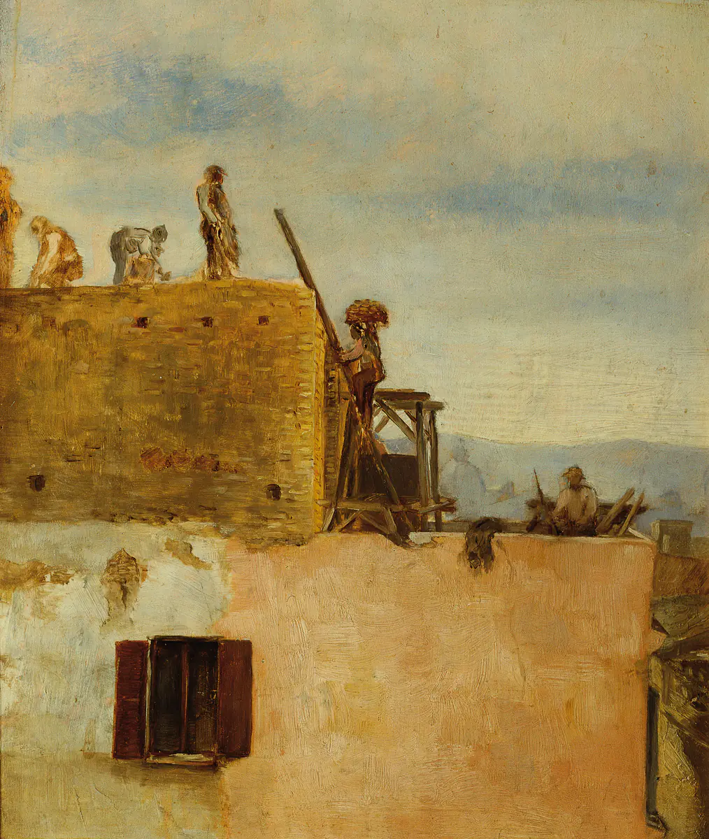 Ouvriers construisant une maison - Max Klinger