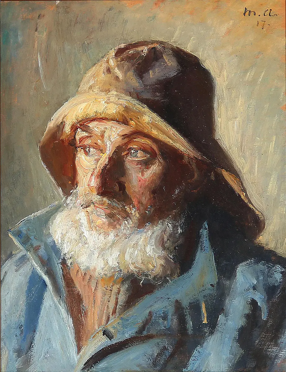 Un pêcheur avec un sou'wester. - Michael Ancher