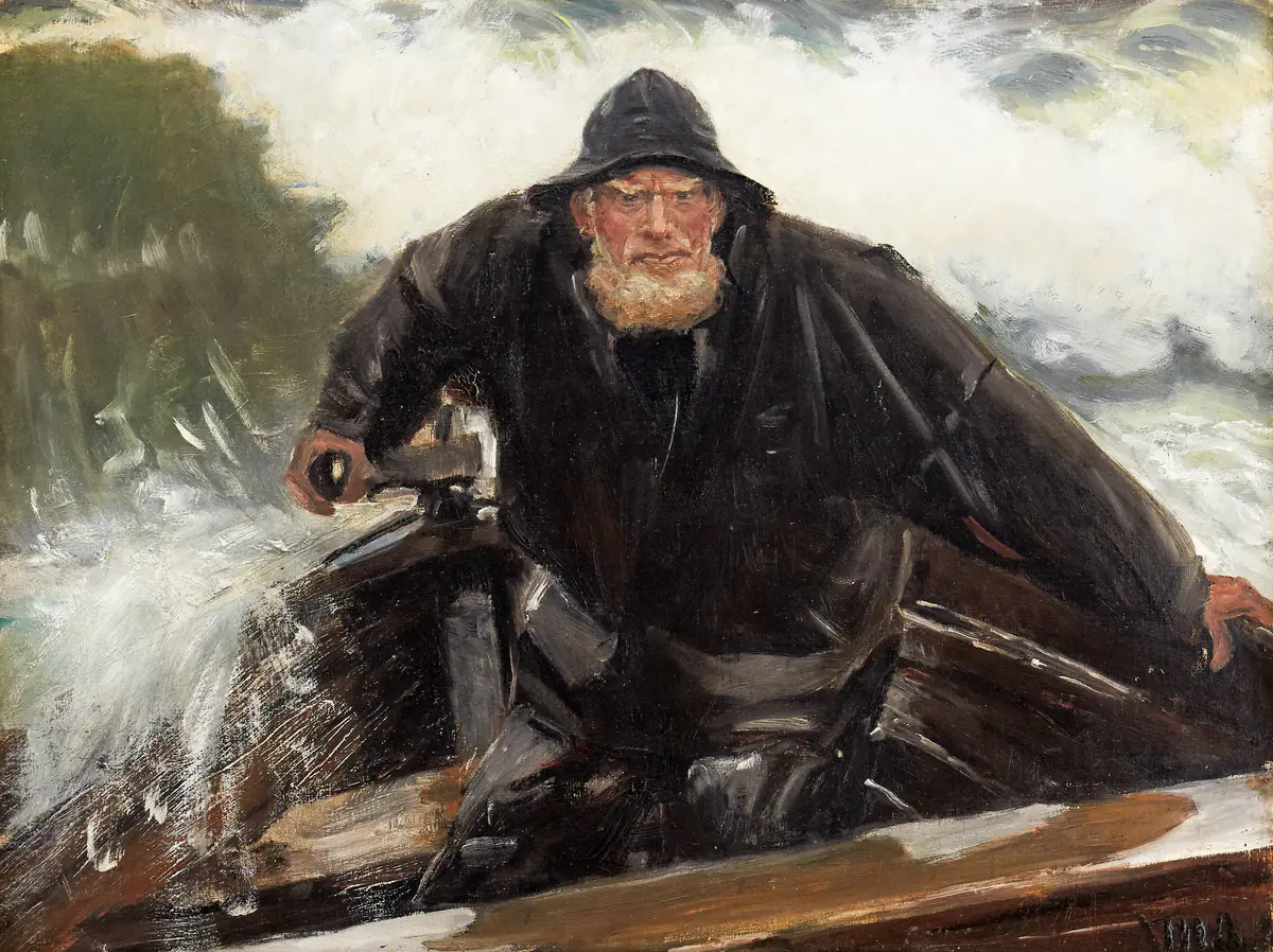 Pêcheur à la mer orageuse. - Michael Ancher