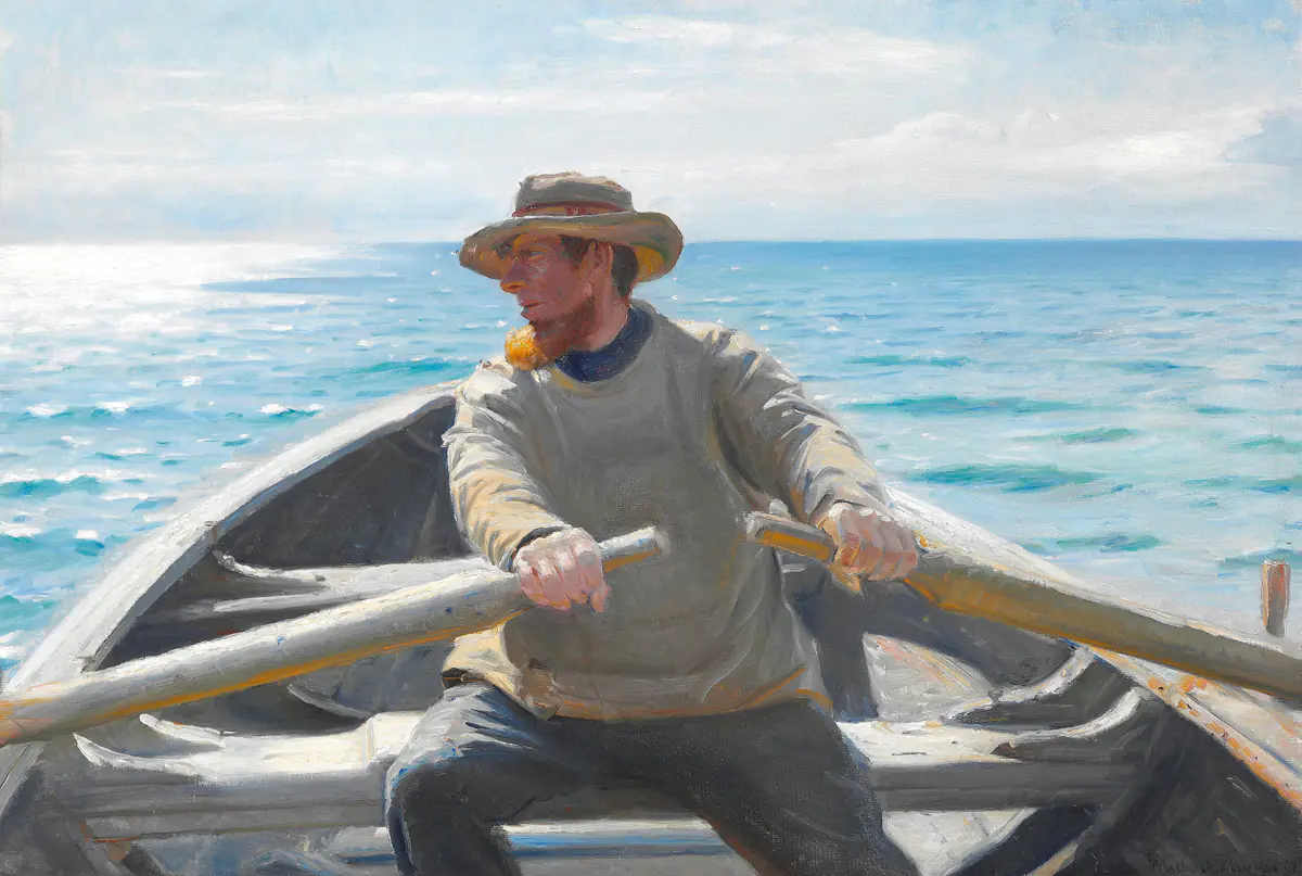 Un pêcheur ramant. - Michael Ancher