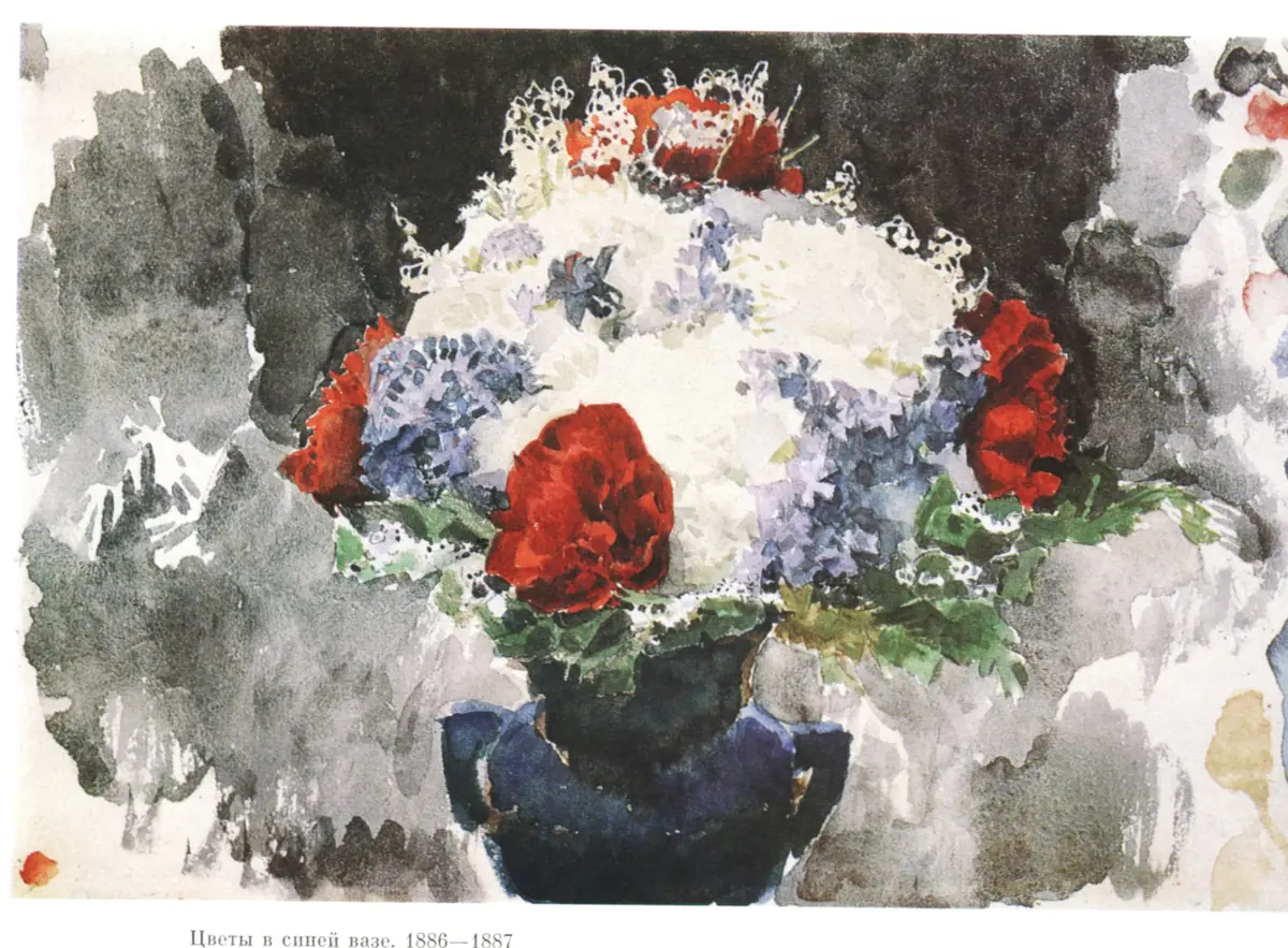 Fleurs dans un vase bleu - Mikhail Vrubel