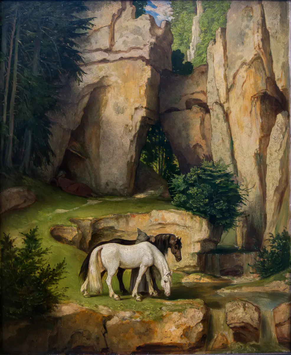 Un ermite mène les chevaux à l'eau - Moritz von Schwind