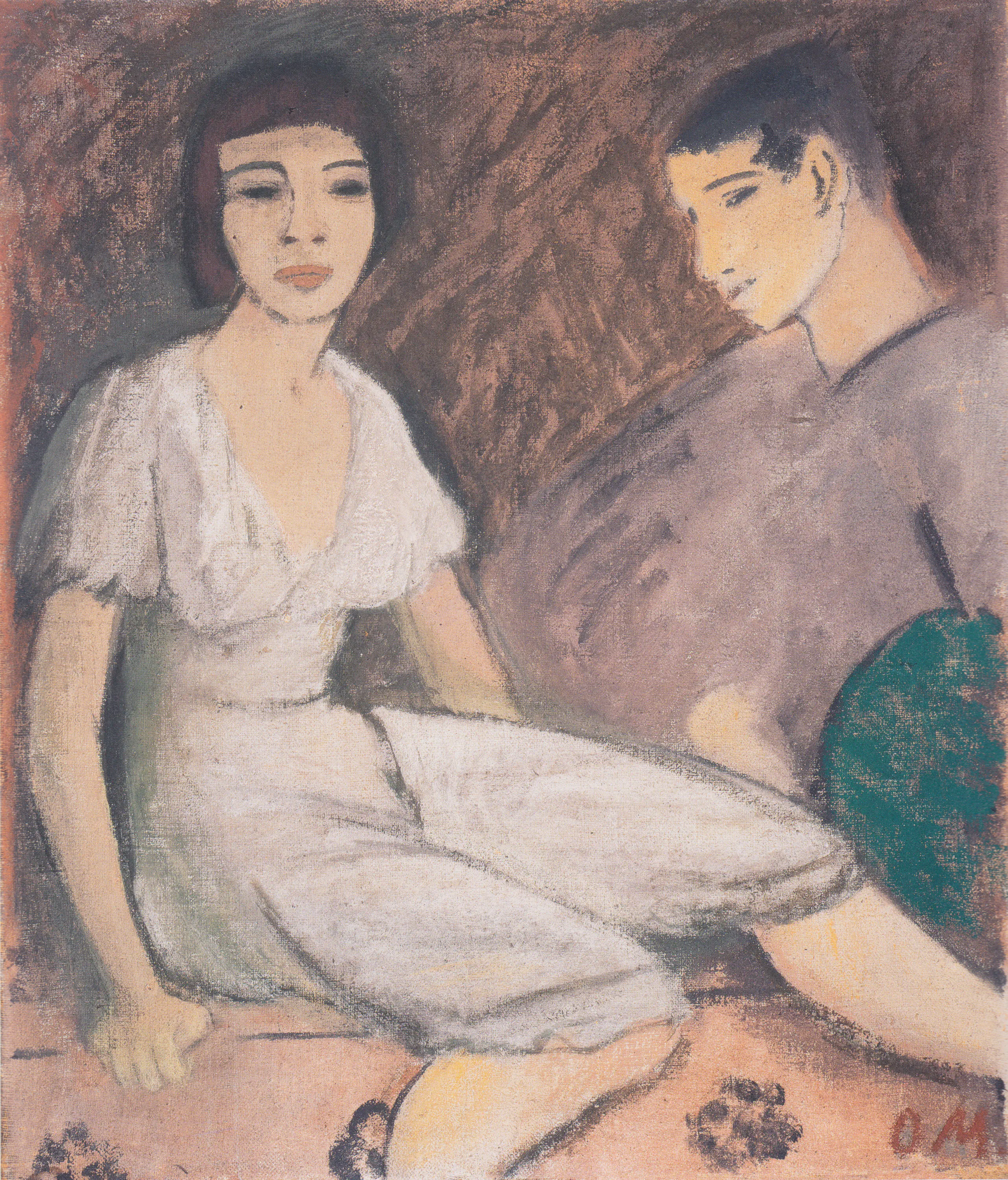 Couple à l'éventail vert - Otto Mueller