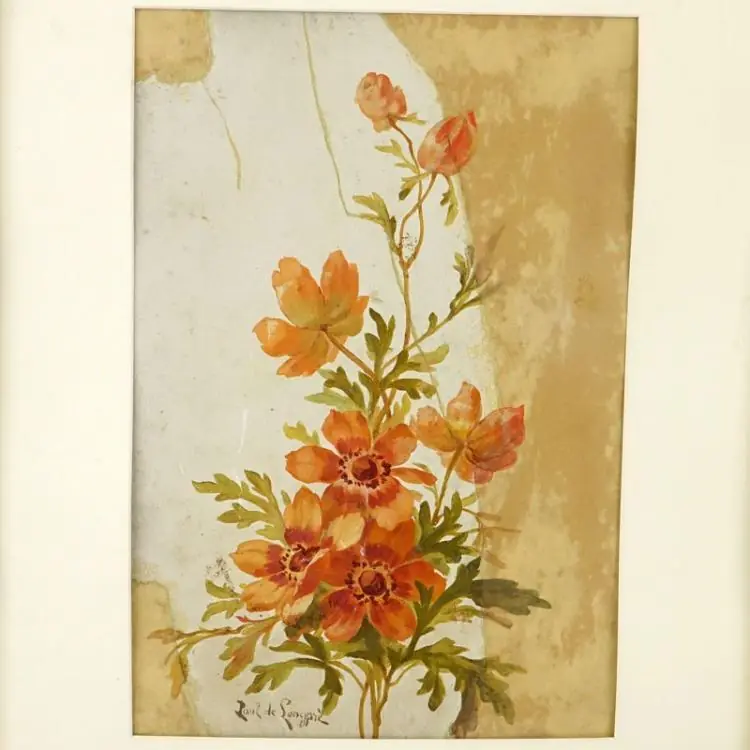 Fleurs orangées — Étude verticale - Paul de Longpré
