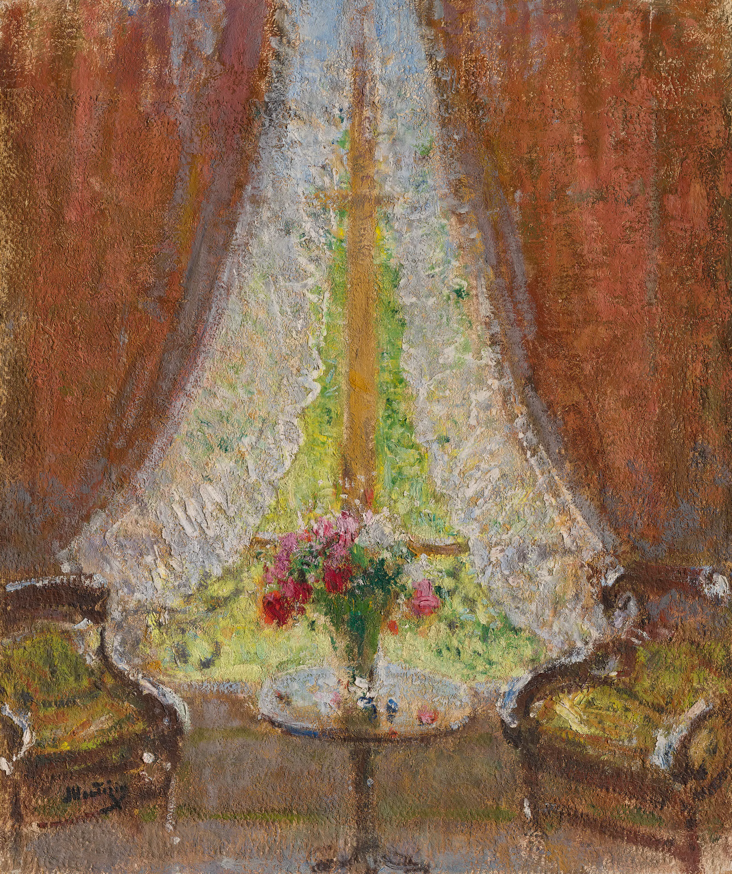 Le Bouquet à la fenêtre - Pierre-Eugène Montézin
