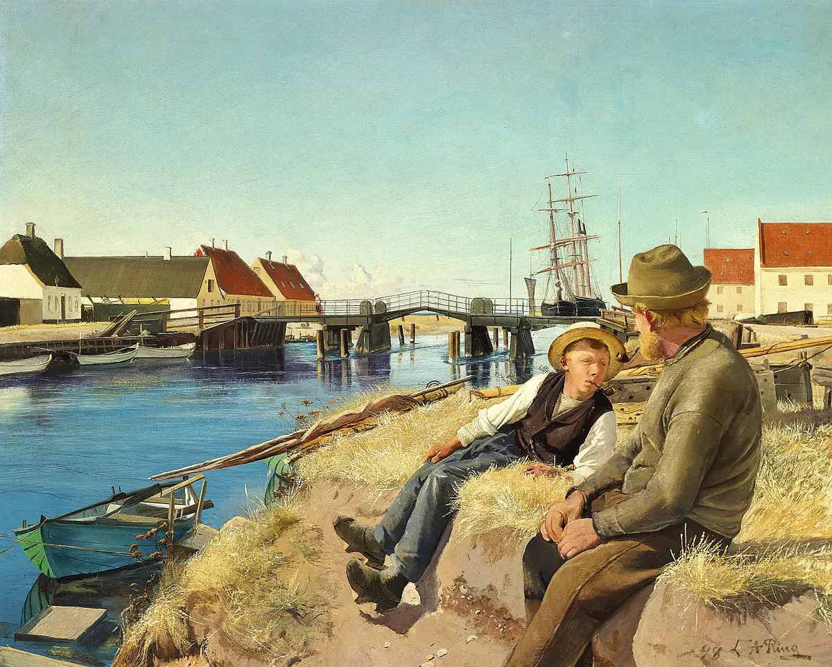Un dimanche matin à Karrebæksminde près du pont. - L. A. Ring