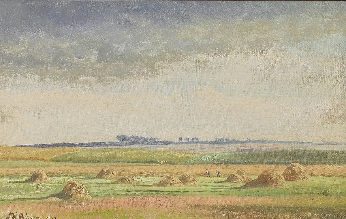 Paysage avec scène de récolte. - L. A. Ring