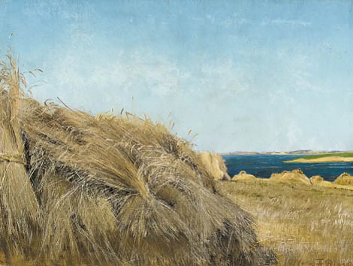 Paysage de récolte au soleil - L. A. Ring