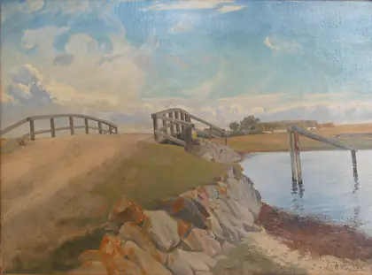 Le pont vers Enø. - L. A. Ring