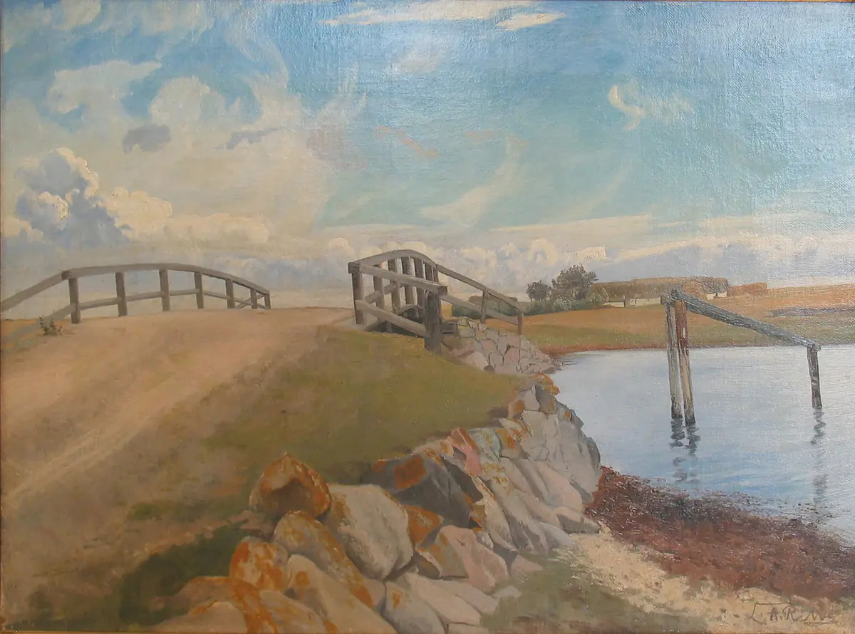 Le pont vers Enø. - L. A. Ring