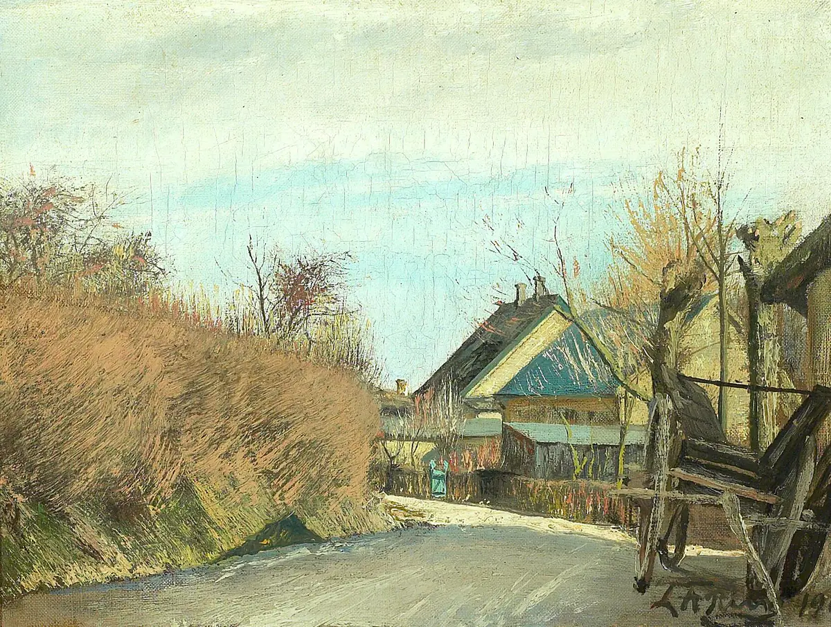 Une route à Baldersbrønde avec un wagon. - L. A. Ring