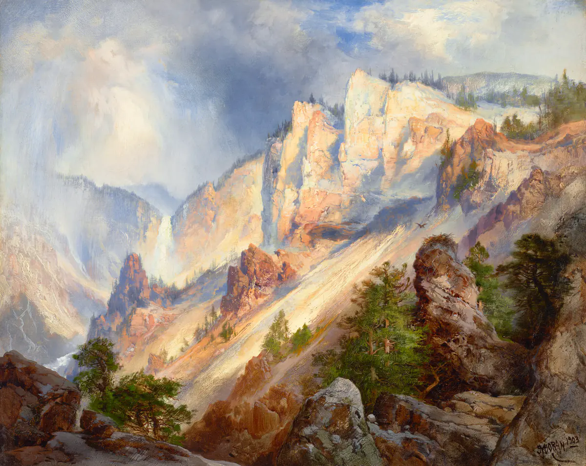 Une averse dans le canyon de Yellowstone - Thomas Moran