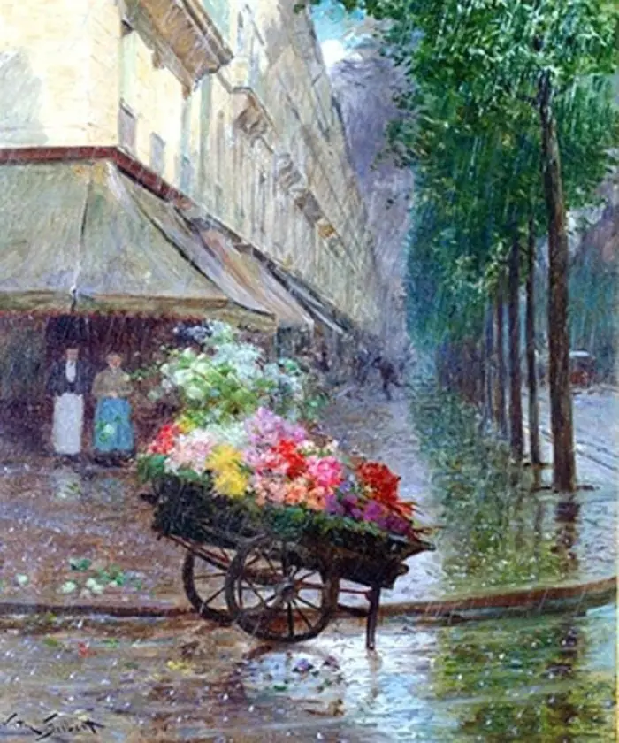 Le chariot de fleurs - Victor Gilbert