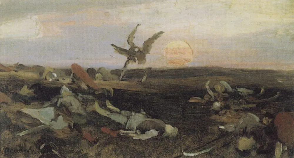 Après la bataille du prince Igor : étude peinte - Viktor Vasnetsov